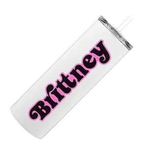 NWT Custom Name Tumbler – Skinny Frosted/White – 20oz/18.5oz
